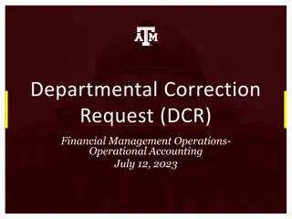 Departmental Correction Requests (DCR) in Financial Management Operations