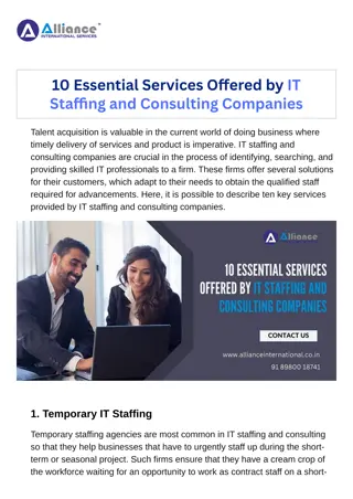 10 Essential Services Offered by IT Staffing and Consulting Companies