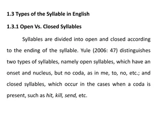 Syllable Types in English Language