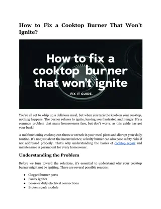 How to Fix a Cooktop Burner That Won't Ignite?