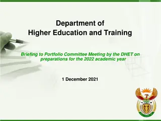 DHET Briefing on Preparations for 2022 Academic Year