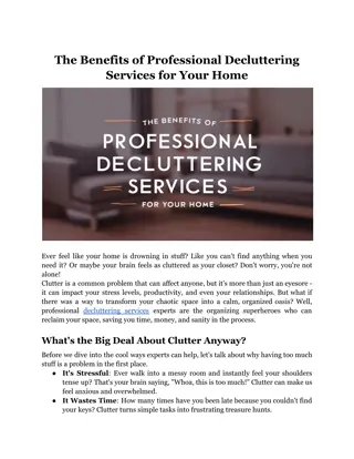 The Benefits of Professional Decluttering Services for Your Home