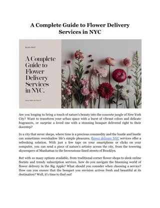 A Complete Guide to Flower Delivery Services in NYC