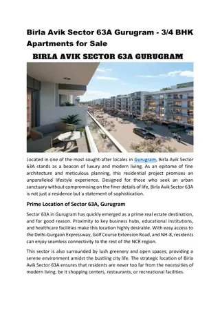 Birla Avik Sector 63A Gurugram - Apartments for Sale