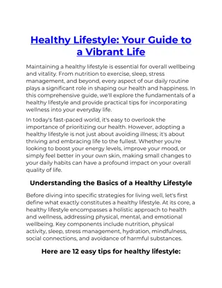 Healthy Lifestyle Your Guide to a Vibrant Life