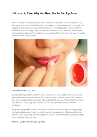 Ultimate Lip Care Why You Need the Perfect Lip Balm