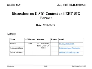 IEEE 802.11-20/0087r0 Discussions on U-SIG Content and EHT-SIG Format