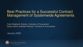 Best Practices for Successful Contract Management of Systemwide Agreements