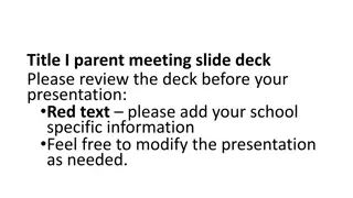 Title I Parent Meeting Overview and Guidelines