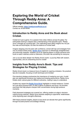 Exploring the World of Cricket Through Reddy Anna - A Comprehensive Guide