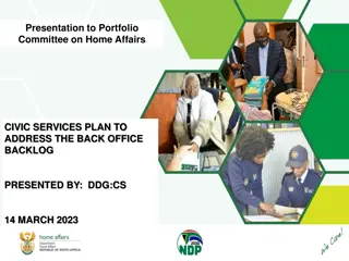 Civic Services Plan for Addressing Back Office Backlog Presentation to Portfolio Committee