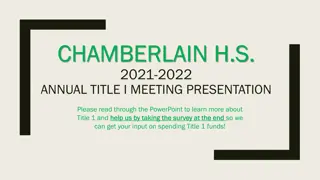 Chamberlain H.S. Title I Meeting 2021-2022 Overview