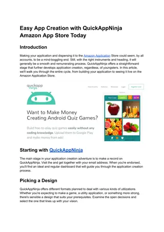 Easy App Creation with QuickAppNinja Amazon App Store Today