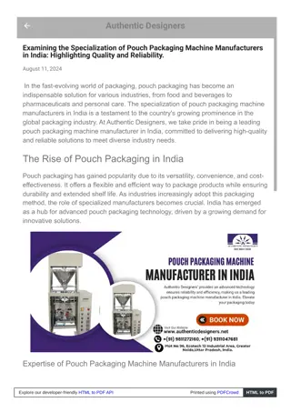 Leading Indian manufacturers' innovations in pouch packaging machines