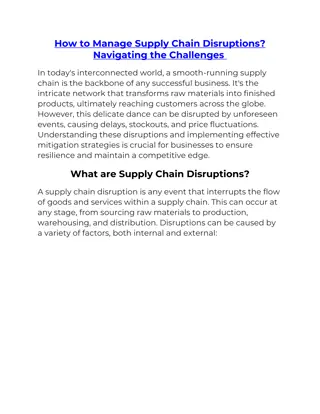 How to Manage Supply Chain Disruptions Navigating the Challenges