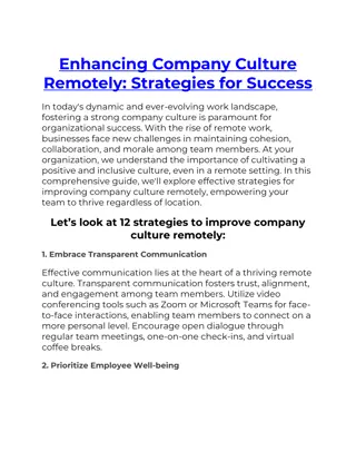 Enhancing Company Culture Remotely- Strategies for Success