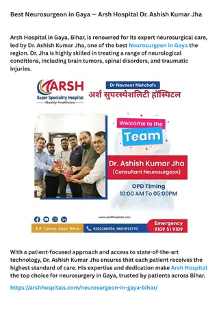 Best Neurosurgeon in Gaya — Arsh Hospital Dr. Ashish Kumar Jha