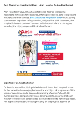 Best Obstetrics Hospital in Bihar — Arsh Hospital Dr. Anubha Kumari