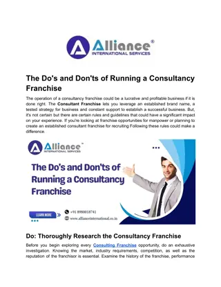 The Do's and Don'ts of Running a Consultancy Franchise