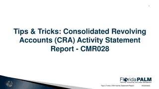 Tips & Tricks: Consolidated Revolving Accounts (CRA) Activity Statement Report Overview