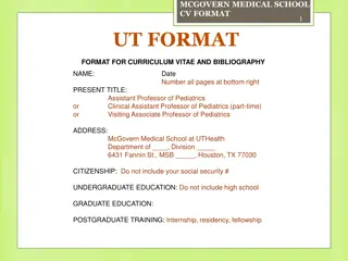 McGovern Medical School CV Format and Guidelines