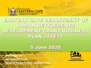 Eastern Cape Department of Human Settlements Development Grant Business Plan 2020/21