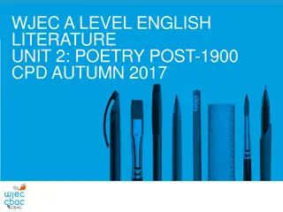 A Guide to WJEC A-Level English Literature Unit 2 Poetry Post-1900 CPD