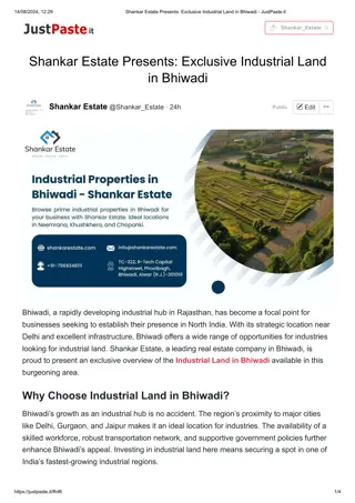 Shankar Estate Presents Exclusive Industrial Land in Bhiwadi