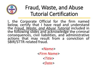 Fraud, Waste, and Abuse Tutorial Certification for Small Businesses