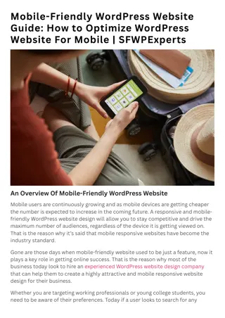 Mobile-Friendly WordPress Website Guide How to Optimize WordPress Website For Mobile  SFWPExperts