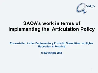 SAQA's Role in Implementing the Articulation Policy in Higher Education