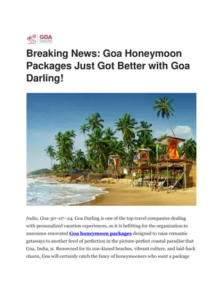 Breaking News Goa Honeymoon Packages Just Got Better with Goa Darling!