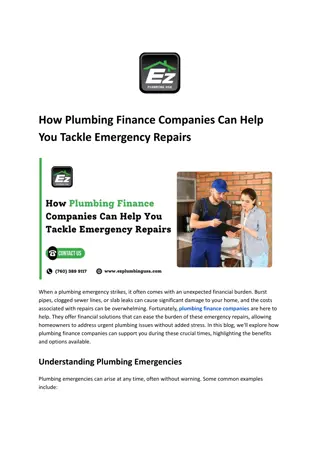 How Plumbing Finance Companies Can Help You Tackle Emergency Repairs