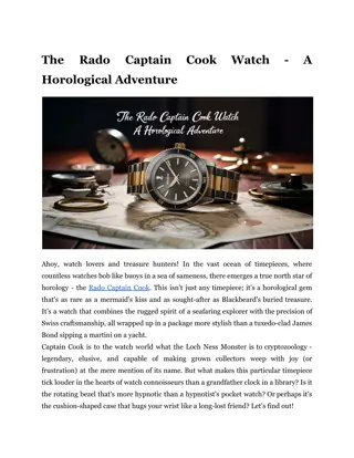 The Rado Captain Cook Watch - A Horological Adventure