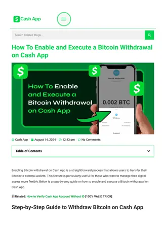 Enable a Bitcoin Withdrawal on Cash App