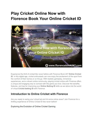 Play Cricket Online Now with Florence Book Your Online Cricket ID