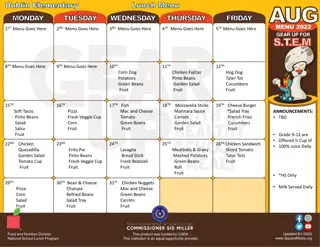 Dublin Elementary School Lunch Menus - August and September 2022