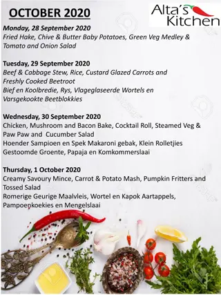 October 2020 Menu Highlights