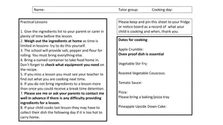 Practical Cooking Lessons for Children: Ingredients List, Schedule, and Guidelines