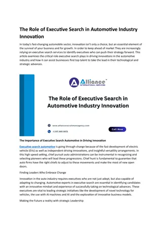 The Role of Executive Search in Automotive Industry Innovation