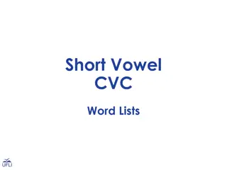 Short Vowel CVC Word Lists for Practice