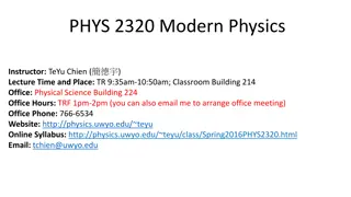 Overview of PHYS 2320 Modern Physics Course