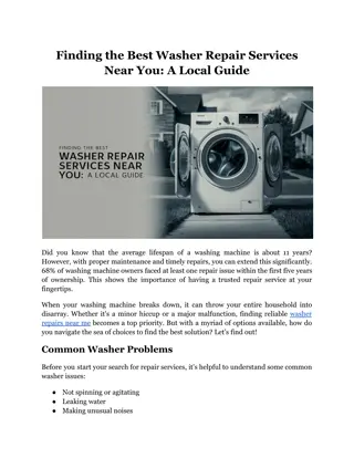 Finding the Best Washer Repair Services Near You: A Local Guide