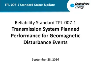 Update on Transmission System Performance Standard TPL-007-1 for Geomagnetic Disturbance Events