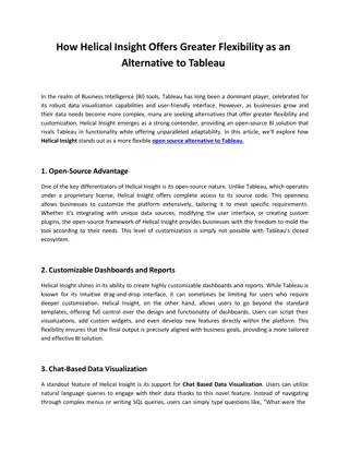 Helical Insight Offers Best Flexibility as an Alternative to Tableau