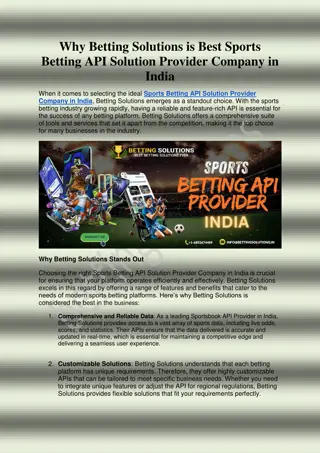 Sports Betting API Solution Provider Company in India