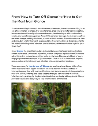 From 'How to Turn Off Glance' to 'How to Get the Most from Glance