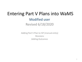 Guide to Entering Part V Plans in WaMS