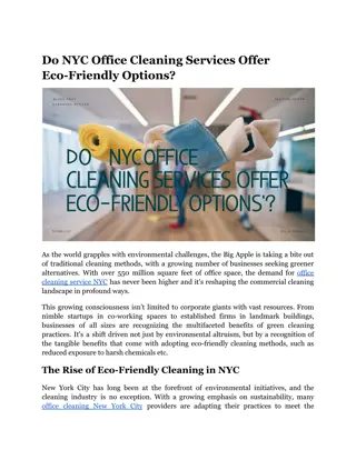 Do NYC Office Cleaning Services Offer Eco-Friendly Options?