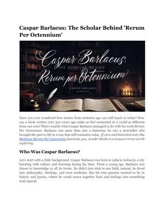 Caspar Barlaeus: The Scholar Behind 'Rerum Per Octennium'